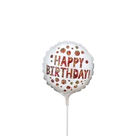 Palloncini Happy Birthday Glitter mini shape 9" (22cm) in mylar, 5pz.