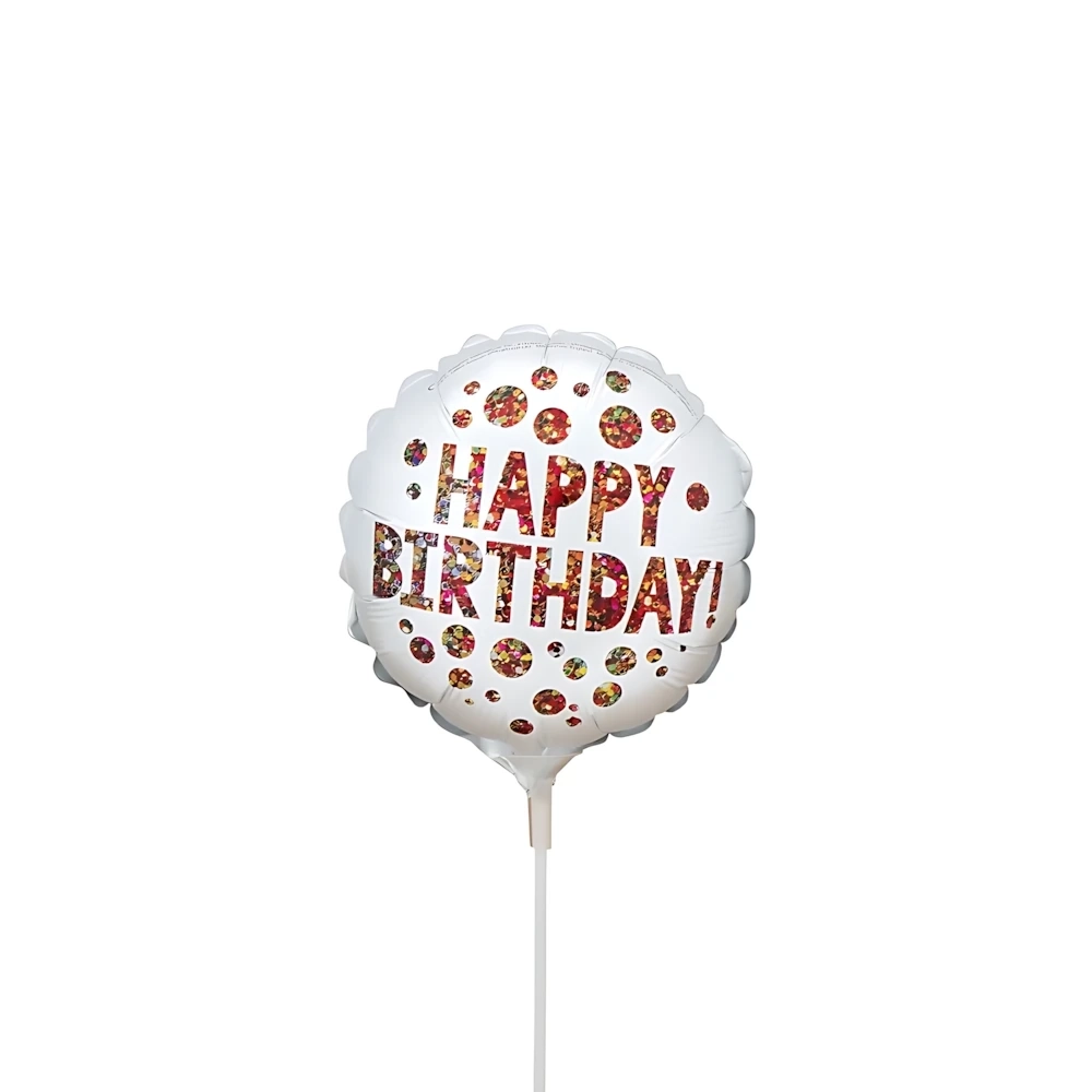 Palloncini Happy Birthday Glitter mini shape 9" (22cm) in mylar, 5pz.