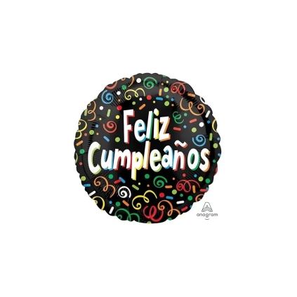 Palloncino Feliz Cumpleanos Stelle Filanti standard shape 18" (45cm) in mylar, 1pz.