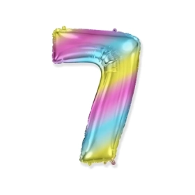 Palloncino numero 7 Multicolor Gradient super shape 40" (101cm) in mylar, 1pz.