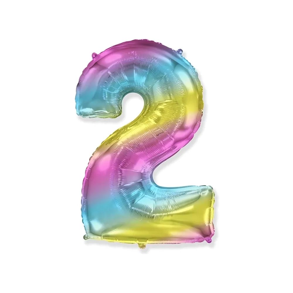Palloncino numero 2 Multicolor Gradient super shape 40" (101cm) in mylar, 1pz.