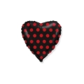 Palloncino cuore Nero con Pois Rossi standard shape 18" (45cm) in mylar, 1pz.