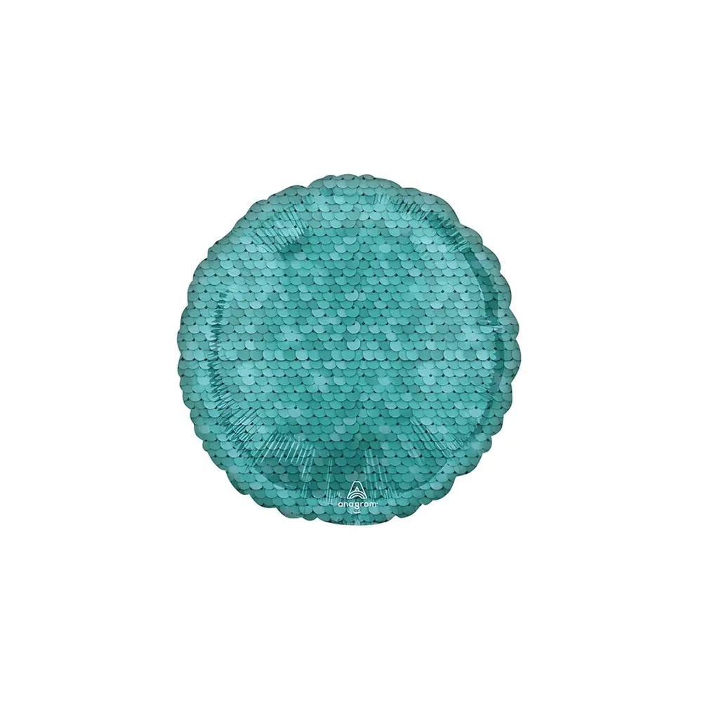 Palloncino Paillettes Blu Oceano standard shape 18" (45cm) in mylar, 1pz.
