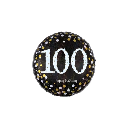 Palloncino Happy Birthday 100 Anni Scintillante standard shape 18" (45cm) in mylar, 1pz.