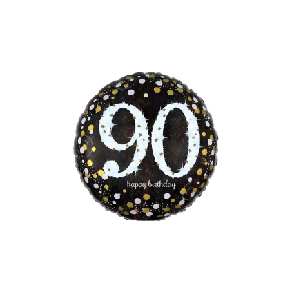 Palloncino Happy Birthday 90 Anni Scintillante standard shape 18" (45cm) in mylar, 1pz.