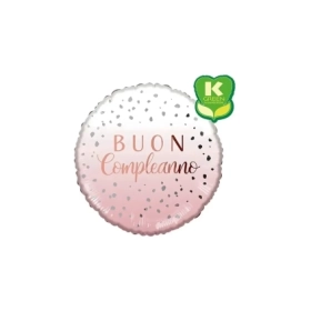 Palloncino Buon Compleanno Rosa con Drops 18" (45cm) in mylar, 1pz.