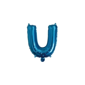 Palloncino Lettera U Blu mini shape 14" (35cm) in mylar, 1pz.