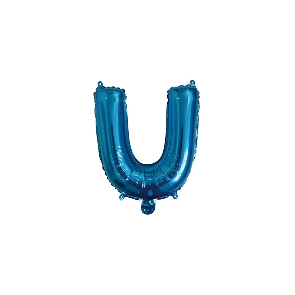 Palloncino Lettera U Blu mini shape 14" (35cm) in mylar, 1pz.