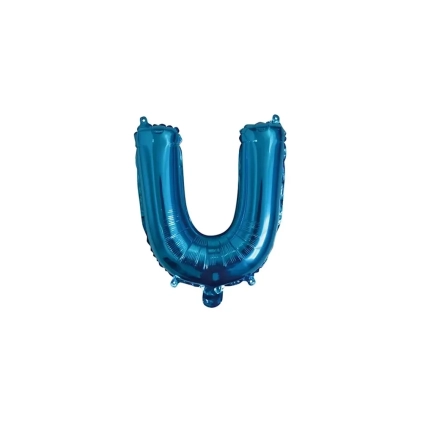 Palloncino Lettera U Blu mini shape 14" (35cm) in mylar, 1pz.