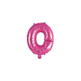 Palloncino Lettera O fucsia mini shape 14" (35cm) in mylar, 1pz.