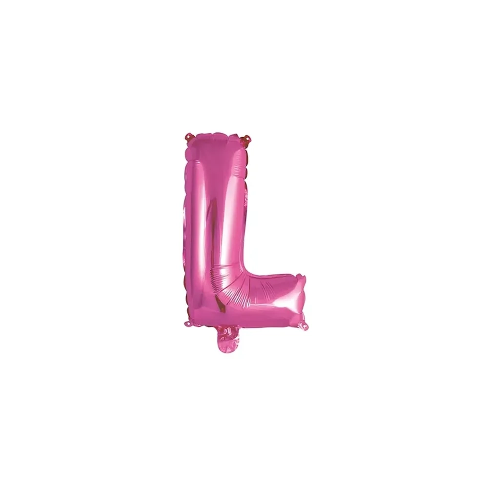 Palloncino Lettera L fucsia mini shape 14" (35cm) in mylar, 1pz.