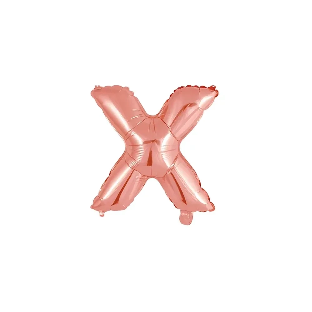 Palloncino Lettera X Rosa Gold mini shape 14" (35cm) in mylar, 1pz.