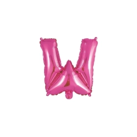 Palloncino Lettera W fucsia mini shape 14" (35cm) in mylar, 1pz.