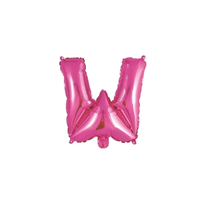 Palloncino Lettera W fucsia mini shape 14" (35cm) in mylar, 1pz.