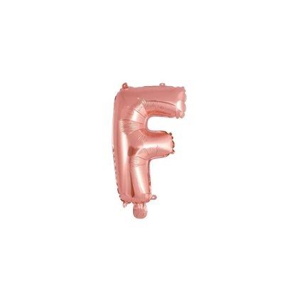 Palloncino Lettera F Rosa Gold mini shape 14" (35cm) in mylar, 1pz.