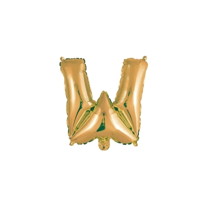 Palloncino Lettera W Oro mini shape 14" (35cm) in mylar, 1pz.
