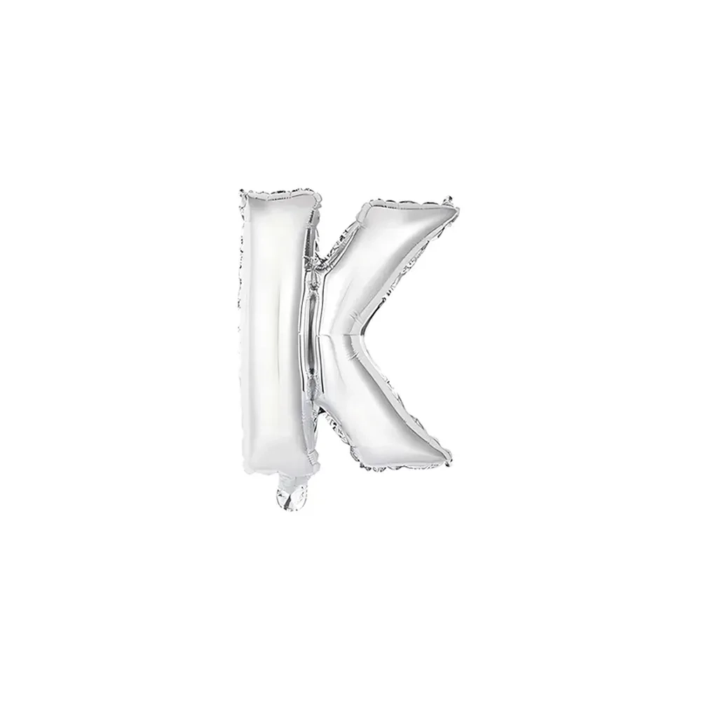 Palloncino Lettera K Argento mini shape 14" (35cm) in mylar, 1pz.