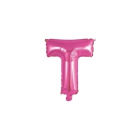Palloncino Lettera T fucsia mini shape 14" (35cm) in mylar, 1pz.