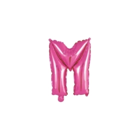 Palloncino Lettera M fucsia mini shape 14" (35cm) in mylar, 1pz.