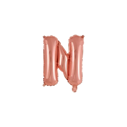 Palloncino Lettera N Rosa Gold mini shape 14" (35cm) in mylar, 1pz.
