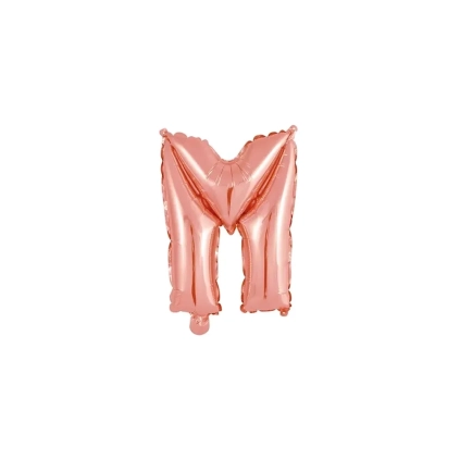 Palloncino Lettera M Rosa Gold mini shape 14" (35cm) in mylar, 1pz.