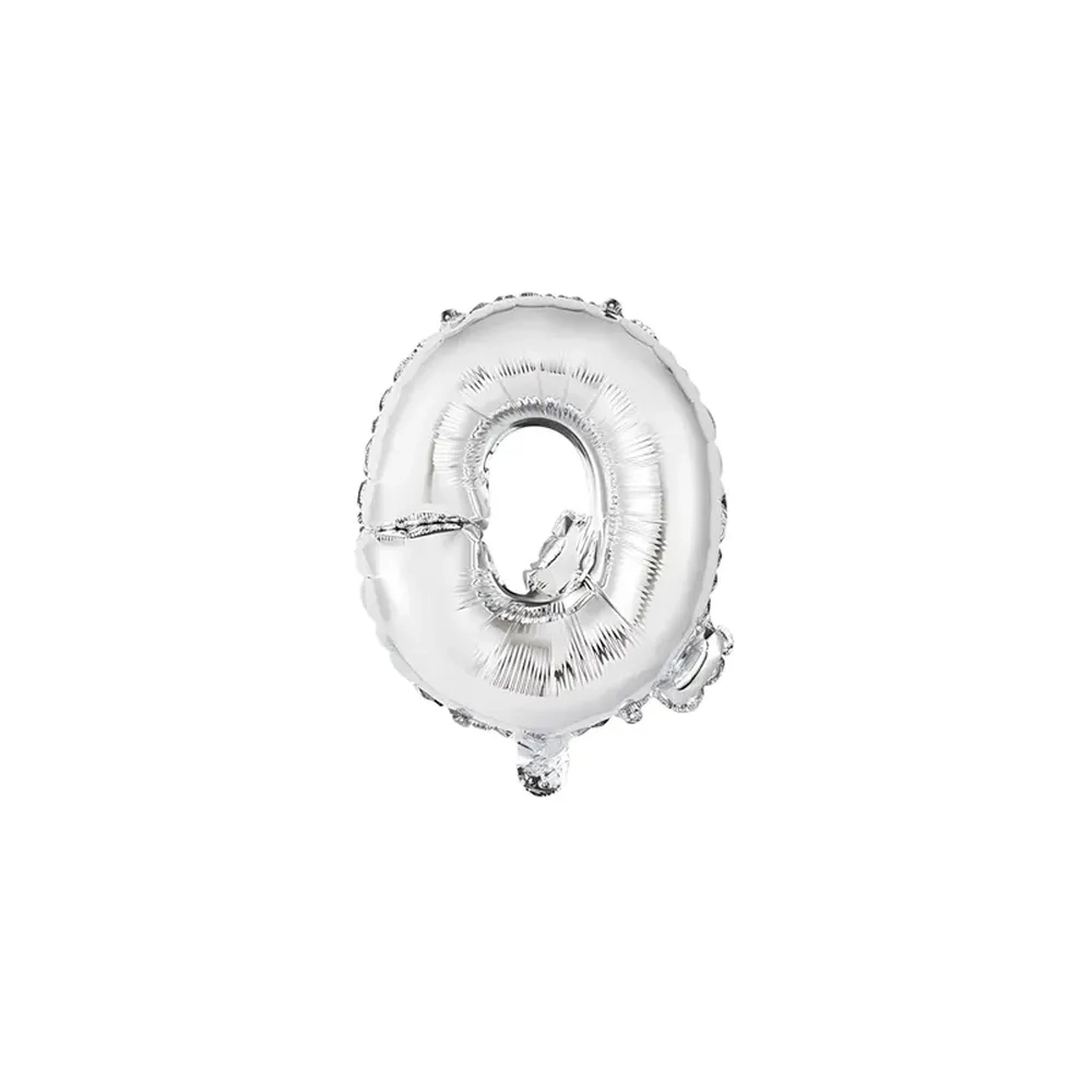 Palloncino Lettera Q Argento mini shape 14" (35cm) in mylar, 1pz.