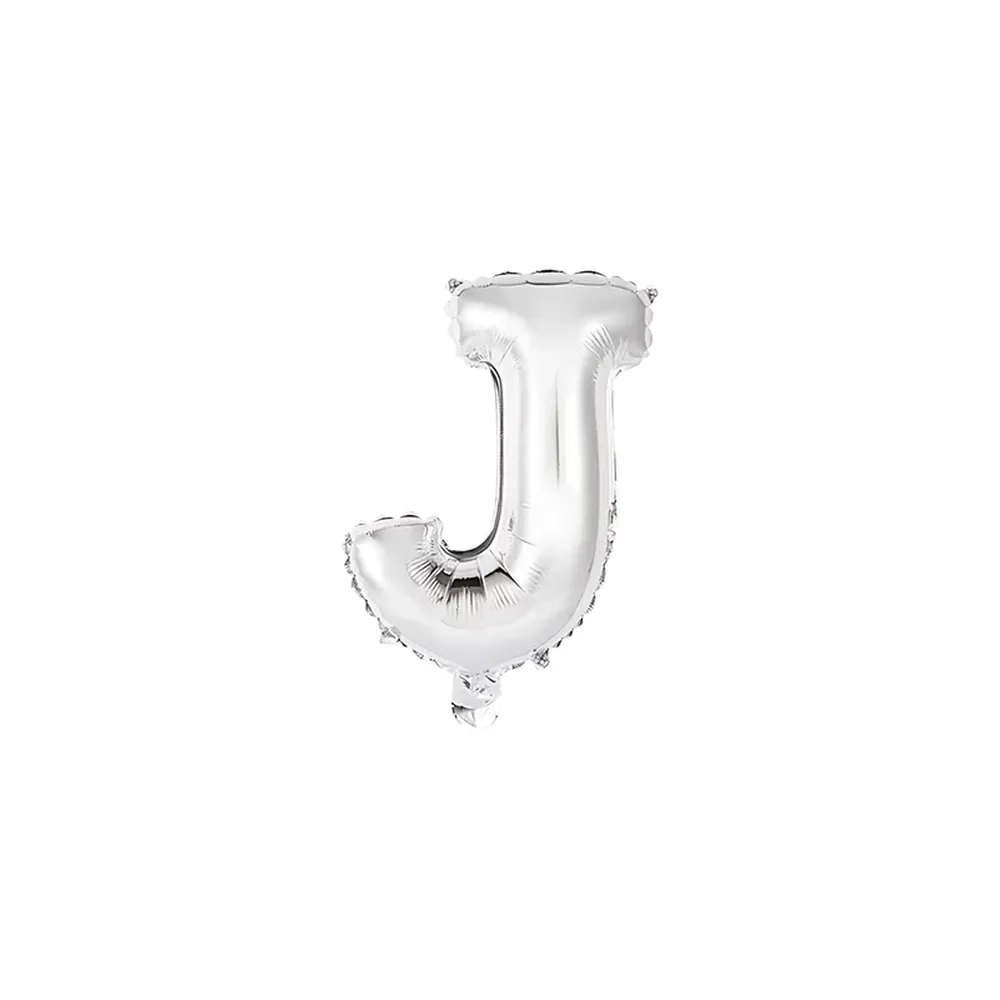Palloncino Lettera J Argento mini shape 14" (35cm) in mylar, 1pz.