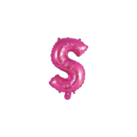 Palloncino Lettera S fucsia mini shape 14" (35cm) in mylar, 1pz.
