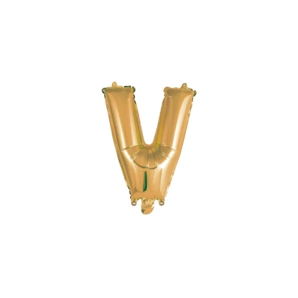Palloncino Lettera V Oro mini shape 14" (35cm) in mylar, 1pz.