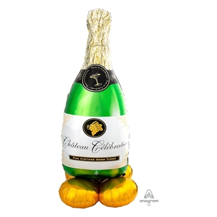 Palloncino Bottiglia di Champagne con Bollicine airloonz 60" (152cm) in mylar, 1pz.