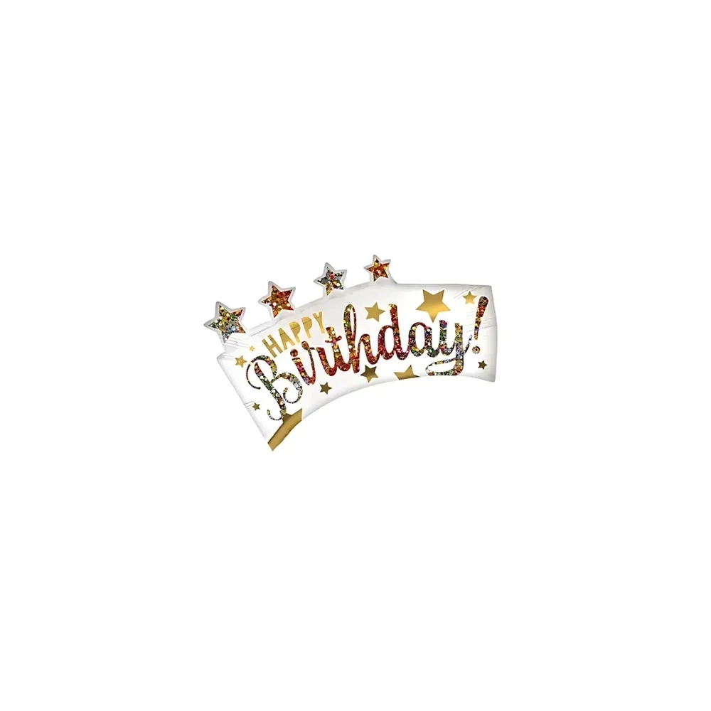Palloncini Happy Birthday Glitter Banner Mini mini shape 12" (30cm) in mylar, 5pz.