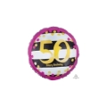 Palloncino Happy Birthday 50 Anni Rosa e Oro standard shape 18" (45cm) in mylar, 1pz.