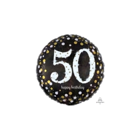 Palloncino Happy Birthday 50 Anni scintillante standard shape 18" (45cm) in mylar, 1pz.