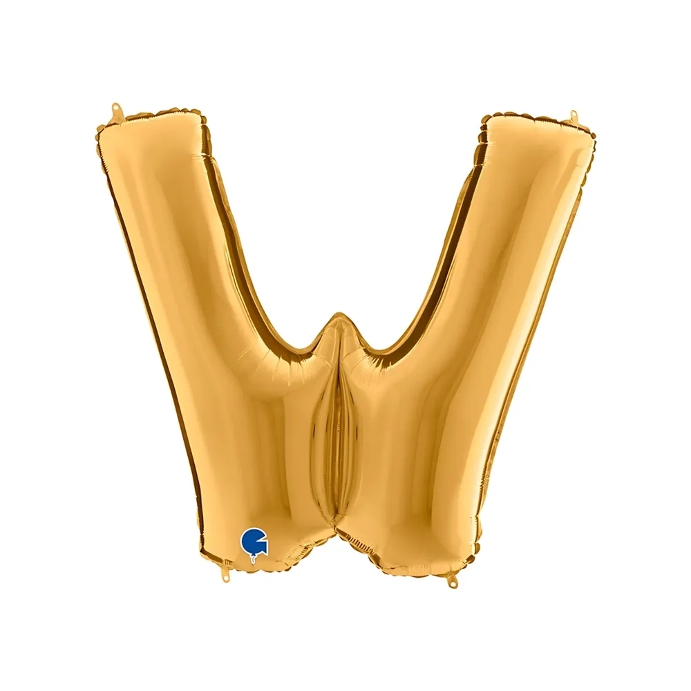 Palloncino Lettera W Oro super shape 40" (101cm) in mylar, 1pz.