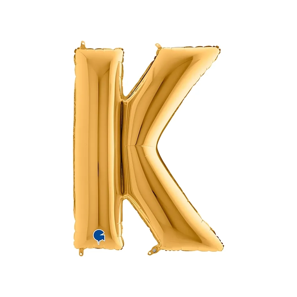 Palloncino Lettera K Oro super shape 40" (101cm) in mylar, 1pz.