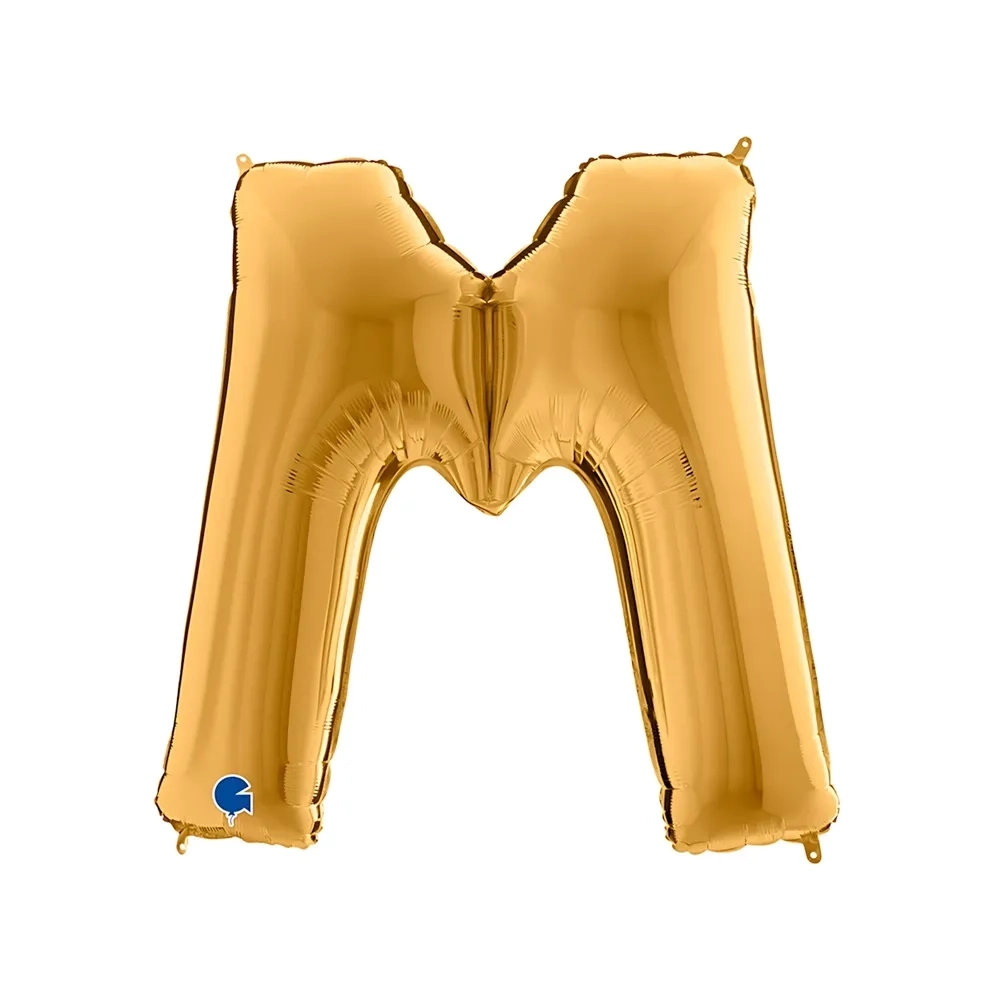 Palloncino Lettera M Oro super shape 40" (101cm) in mylar, 1pz.