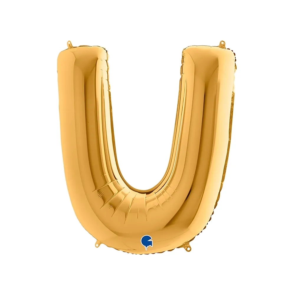 Palloncino Lettera U Oro super shape 40" (101cm) in mylar, 1pz.