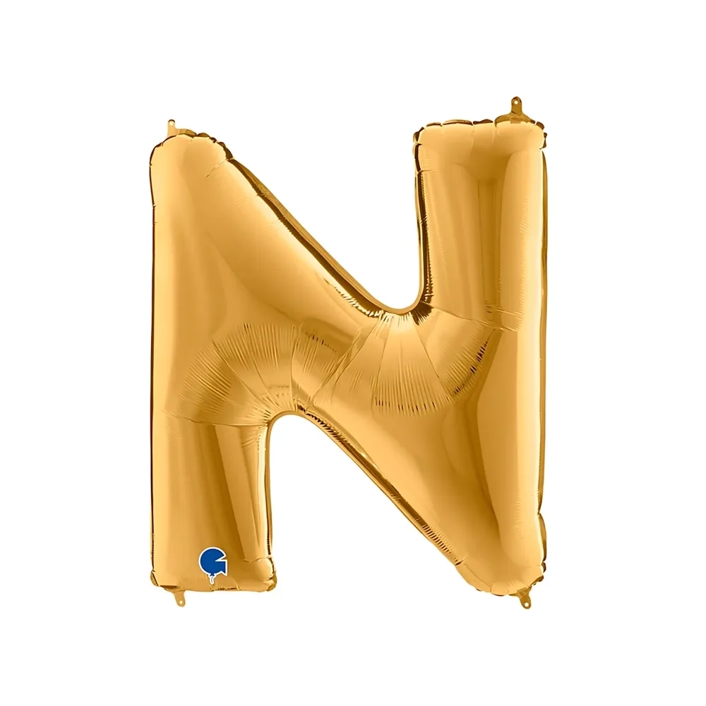 Palloncino Lettera N Oro super shape 40" (101cm) in mylar, 1pz.