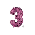Palloncino numero 3 Rosa con Minnie Forever super shape 26" (66cm) in mylar, 1pz.