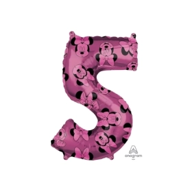 Palloncino numero 5 Rosa con Minnie Forever super shape 34" (86cm) in mylar, 1pz.