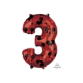 Palloncino numero 3 Rosso con Topolino - Mickey Forever super shape 34" (86cm) in mylar, 1pz.