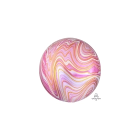 Palloncino Sferico Marmorizzato Rosa orbz 16" (40cm) in mylar, 1pz.