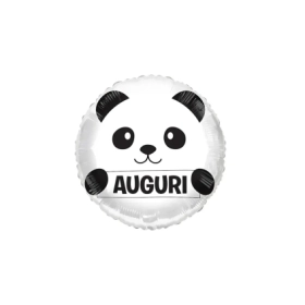 Palloncino con Panda e scritta Auguri standard shape 18" (45cm) in mylar, 1pz.