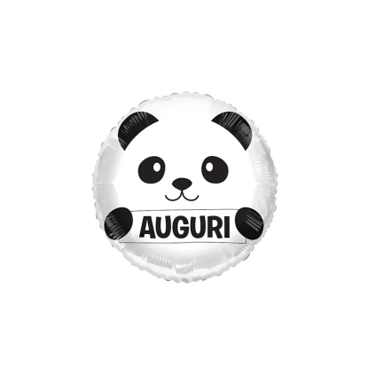 Palloncino con Panda e scritta Auguri standard shape 18" (45cm) in mylar, 1pz.