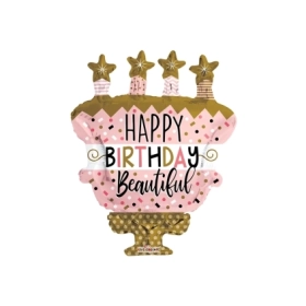 Palloncino Torta di Compleanno Stelle super shape 36" (91cm) in mylar, 1pz.