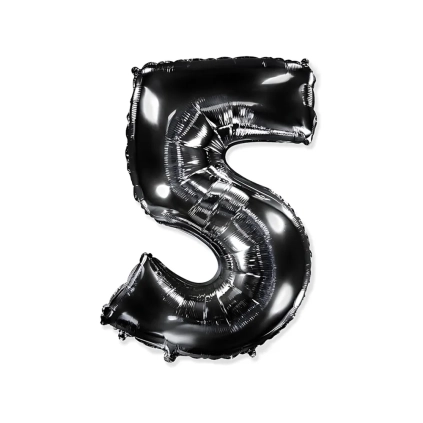 Palloncino numero 5 Nero super shape 40" (101cm) in mylar, 1pz.