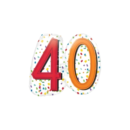 Palloncino numero 40 multicolor super shape 25" (63cm) in mylar, 1pz.