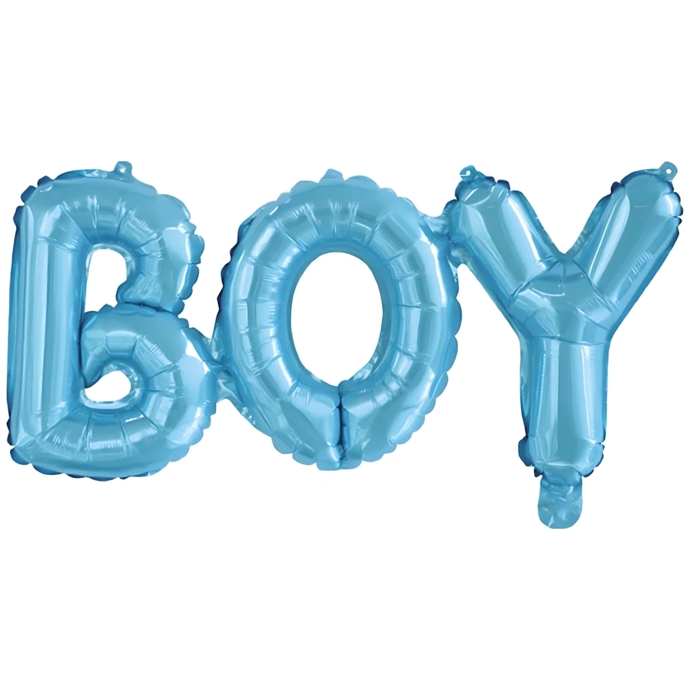 Palloncino Scritta BOY Celeste super shape 33" (83cm) in mylar, 1pz.