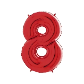 Palloncino numero 8 Rosso super shape 40" (101cm) in mylar, 1pz.