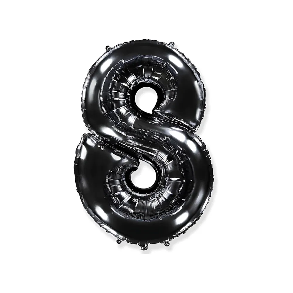Palloncino numero 8 Nero super shape 40" (101cm) in mylar, 1pz.